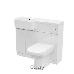 White 1000mm LH Freestanding Cabinet with Basin WC Unit & Toilet