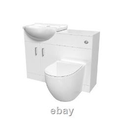 White 1050mm Vanity Unit With WC Unit & Round Back To Wall Toilet