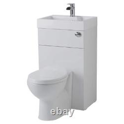 White 2 In 1 Bathroom Combination Basin Vanity Toilet WC Unit