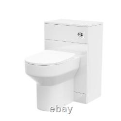 White 500mm WC Unit & D Shape Rimless Back To Wall Toilet