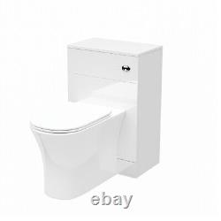 White 500mm WC Unit & Rimless Comfort Back To Wall Toilet