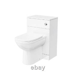 White 500mm WC Unit & Rimless Comfort Height Back To Wall Toilet