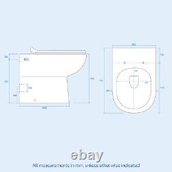 White 500mm WC Unit & Rimless Comfort Height Back To Wall Toilet