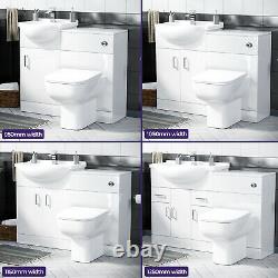 White Basin Sink Vanity Cabinet & Back To Wall Toilet WC Unit Suite Nanuya