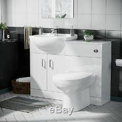 White Basin Vanity Unit Back To Wall Toilet WC and Cistern Bathroom Suite Zebra