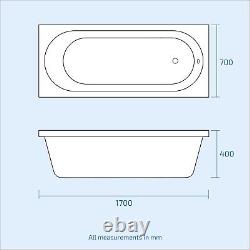 White Basin Vanity, WC Unit, Square Back To Wall Toilet & 1700mm Bath