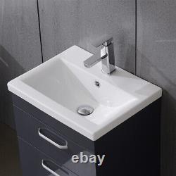 White Bathroom Drawer Basin Sink Vanity Unit Single Tap Hole BTW Wall Hung 600mm