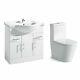 White Bathroom Furniture Cloakroom Suite With 850mm Vanity Basin Sink Toilet Wc