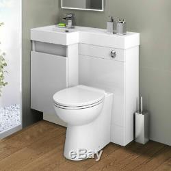 White Combi Bathroom Wall Vanity Unit Basin + Back+ Cistern+Toilet 906L