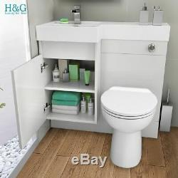 White Combi Bathroom Wall Vanity Unit Basin + Back+ Cistern+Toilet 906L