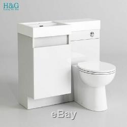 White Combi Bathroom Wall Vanity Unit Basin + Back+ Cistern+Toilet 906L