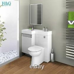 White Combi Bathroom Wall Vanity Unit Basin + Back+ Cistern+Toilet 906L