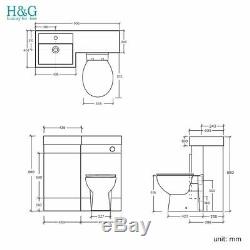 White Combi Bathroom Wall Vanity Unit Basin + Back+ Cistern+Toilet 906L