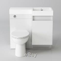 White Combi Wall Bathroom Vanity Unit with Basin + Back+Toilet+Tank 906R