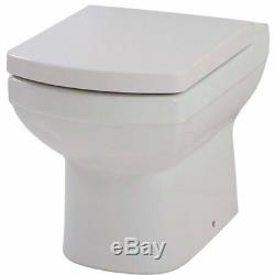 White Combination Vanity Unit Basin Sink Concealed Back to Wall Toilet Bathroom