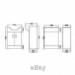 White Gloss Back To Wall 450mm Basin Vanity Unit & Toilet Suite