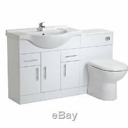 White Gloss Back To Wall 850mm Basin Vanity Unit & Toilet Suite