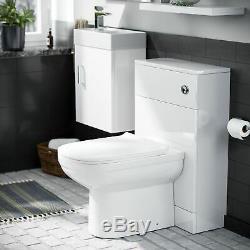 White Gloss Basin Vanity Unit Back To Wall Toilet WC Bathroom Suite Zebra