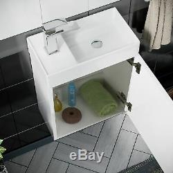 White Gloss Basin Vanity Unit Back To Wall Toilet WC Bathroom Suite Zebra