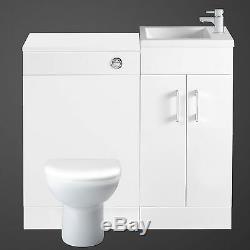 White Gloss Bathroom Furniture Vanity Cabinet Basin Sink Unit Back To Wall Pan