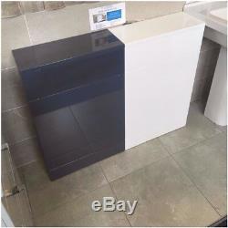 White Grey Bathroom Slimline Vanity Back to Wall Toilet WC Unit 500x201 Housing
