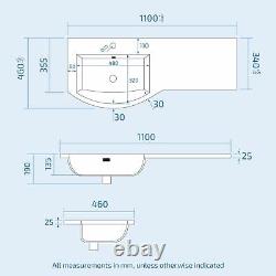 White LH 1100mm Vanity Basin Unit White & Ellis Back to Wall Toilet