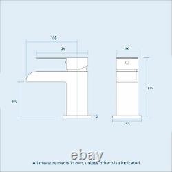 White LH Black Handle Basin Vanity Unit With Tap WC Unit & Toilet