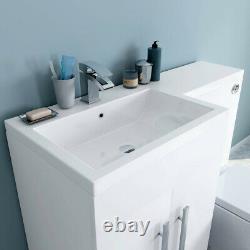 White LH Combi Bathroom Furniture Vanity Unit Suite+Basin Sink+Cordoba Toilet