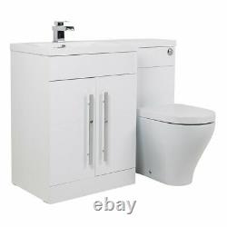 White LH Combi Bathroom Furniture Vanity Unit Suite+Basin Sink+Cordoba Toilet