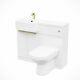 White Lh Vanity Unit With Brushed Brass Handles Wc Unit Basin Tap & Toilet