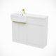 White Left Hand Brushed Brass Handles Basin Vanity Unit With Tap & Wc Unit