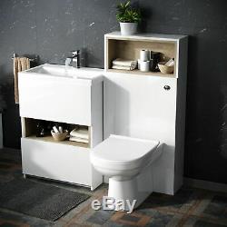 White Modern 610 mm Vanity Cabinet and WC Back To Wall Toilet Unit with Cisten