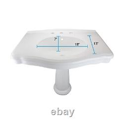 White Porcelain Bathroom Pedestal Sink 8 Widespread Set of 2 Gloss Finish