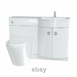 White RH 1100mm Vanity Basin Unit & Back To Wall Toilet