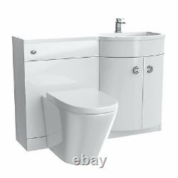 White RH 1100mm Vanity Basin Unit & Back To Wall Toilet