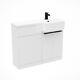 White Rh Basin Vanity Black Handles Unit With Tap & Freestanding Wc Unit