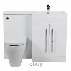 White RH Combi Bathroom Furniture Vanity Unit Suite+Basin Sink+Cordoba Toilet