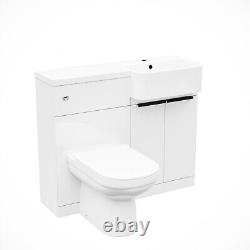 White RH Freestanding Basin Vanity Unit With Black Handles WC Unit & Toilet