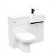 White Right Hand Basin Vanity Black Handles Unit With Tap Wc Unit & Toilet