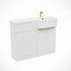 White Right Hand Brushed Brass Handles Basin Vanity Unit With Tap & Wc Unit