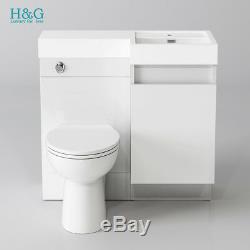 White Vanity Unit Bathroom Basin Sink&Toilet Back to Wall Storage Cabinet 906R M