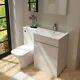 White Vanity Unit With Back To Wall Toilet Right Hand Florence
