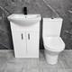 White Vanity Unit With Black Handles 550mm Open Back Toilet Bathroom Suite