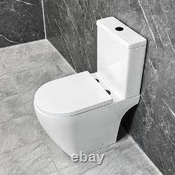 White Vanity Unit with Black Handles 550mm Open Back Tornado Toilet Suite