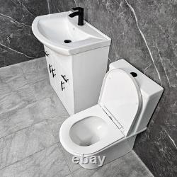 White Vanity Unit with Black Handles 750mm Closed Back Toilet Bathroom Suite