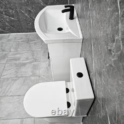 White Vanity Unit with Black Handles 750mm Closed Back Toilet Bathroom Suite