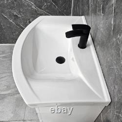 White Vanity Unit with Black Handles 750mm Closed Back Tornado Toilet Suite