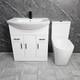White Vanity Unit With Black Handles 750mm Open Back Tornado Toilet Suite