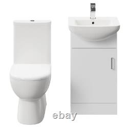 Wholesale Domestic Lima Gloss White 450mm 1 Door Vanity Unit and Closed Back Toi