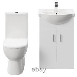 Wholesale Domestic Lima Gloss White 550mm 2 Door Vanity Unit and Closed Back Toi